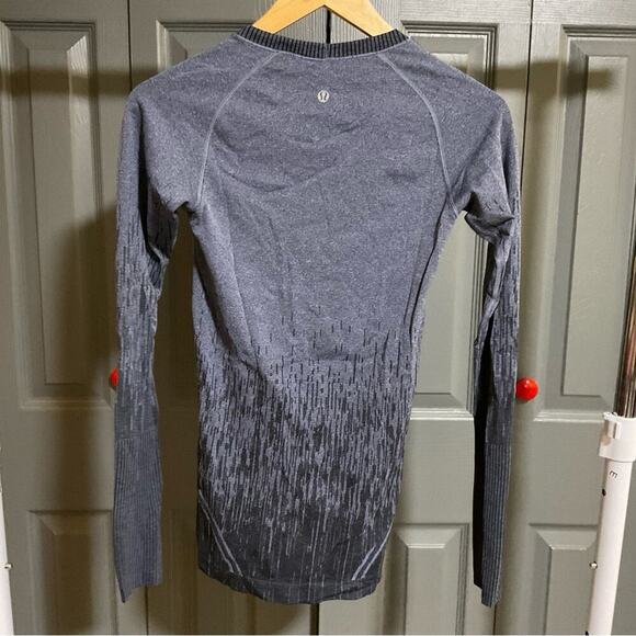 Lululemon Run Swiftly Tech Long Sleeve Crew Heathered Deep Navy Sz 4 - Picture 5 of 10